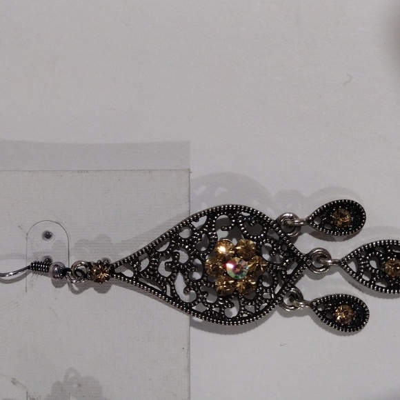 Filigree Luxe Teardrop Earrings with Crystals & Beaded Tassels Women's Jewelry - Picture 5 of 8